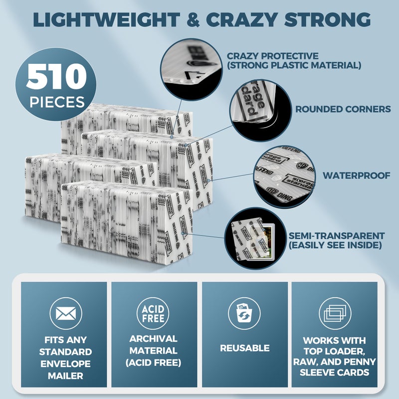 Storage Standard Trading Card Shipping Protectors 510 Pack 3.5'' x 4.5'' - Premium Ultra Strong Plastic Inserts Mailers - Precut Supply Sleeves for Sports MTG Cards Packaging - Flats for Breakers - Image 3