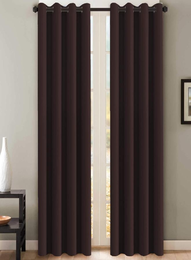 H.VERSAILTEX H.VERSAILTEX Brown Blackout Curtains 2 Panels Room Darkening Curtains Window Panel Drapes Kitchen Curtains- (Chocolate Brown Color)- 52 inch Wide by 84 inch Long Solid Pattern, Grommet Top - Image 1
