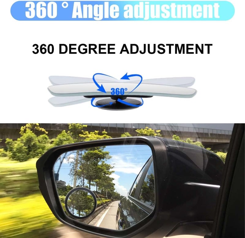 LHDOS 2PCS Bling Round Car Blind Spot Mirrors, 2'' Crystal Diamond Adjustable 360° Wide Angle Car Side Rear View Mirror, HD Glass Convex Mirror with Frame for Cars, Trucks, SUVs (White) - Image 5