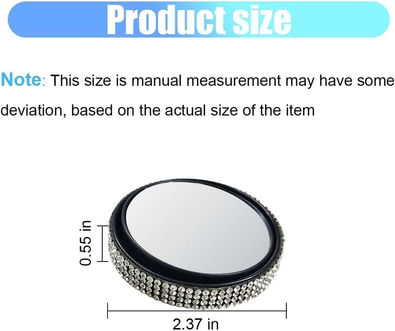 LHDOS 2PCS Bling Round Car Blind Spot Mirrors, 2'' Crystal Diamond Adjustable 360° Wide Angle Car Side Rear View Mirror, HD Glass Convex Mirror with Frame for Cars, Trucks, SUVs (White) - Image 2