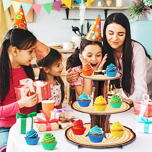 BenLouis Wooden 3 Tier Cupcake Stand Decoration - Rustic Wood Cupcake Stand Decor for Camping, Birthday, Safari Party Supplies - Image 3