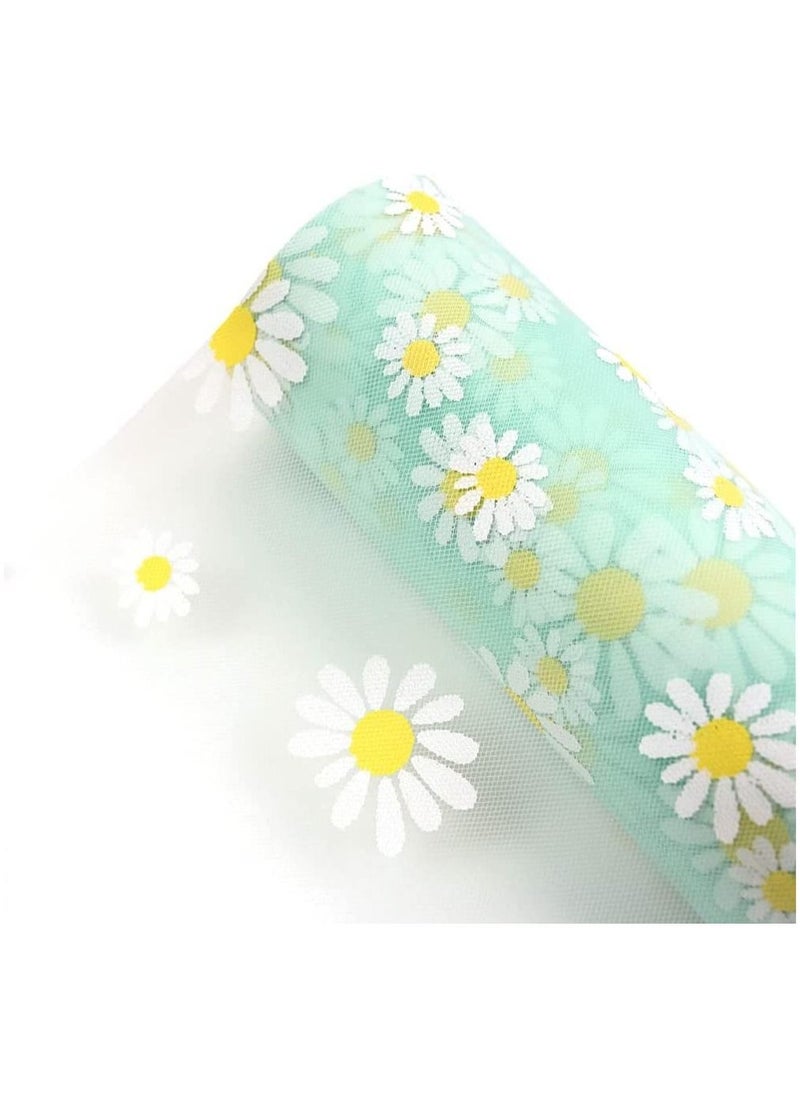 SYOSI Tulle Rolls Daisy Fabric Ribbon Spool Floral Tulle for Gift Wrapping Tutu Skirts Wedding Decoration DIY Soft Fancy Tulle  - Image 5
