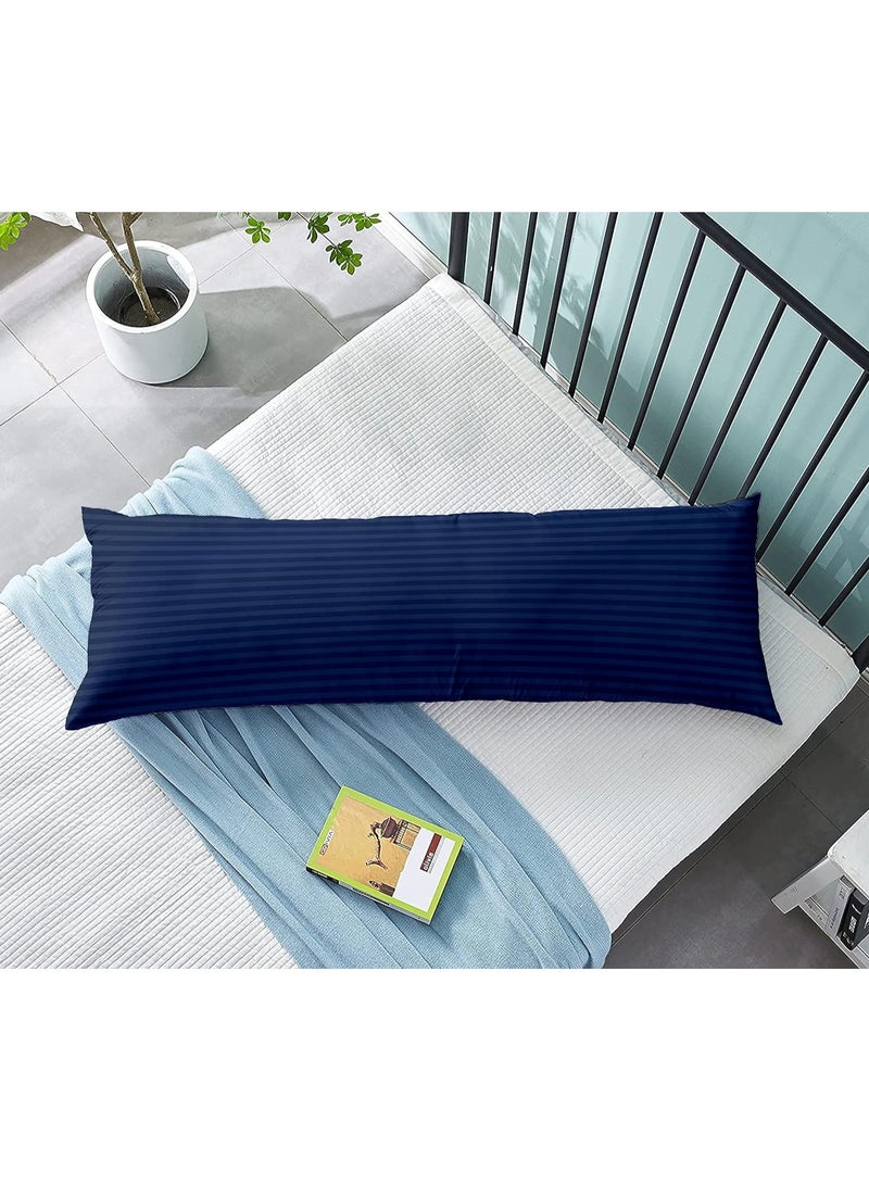 DubaiGallery Long Body Pillow 1pc, Fabric: 100% Polyester 85 GSM Microfiber 1 cm Stripe Super Soft, Filling: 1300 gm Hollow Fiber Comfort, Breathable & Ultra Soft Size: 45 x 120 cm,  - Image 1