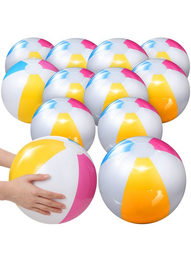 Seematn 12 Pieces Beach Ball 12 Inch Inflatable Ball Colorful Inflatable Glossy Panel Beach Ball Bulk Floating 16 Inch Deflated Size for Swimming Pool Summer Birthday Party Outdoor Activities Supplies - Image 1