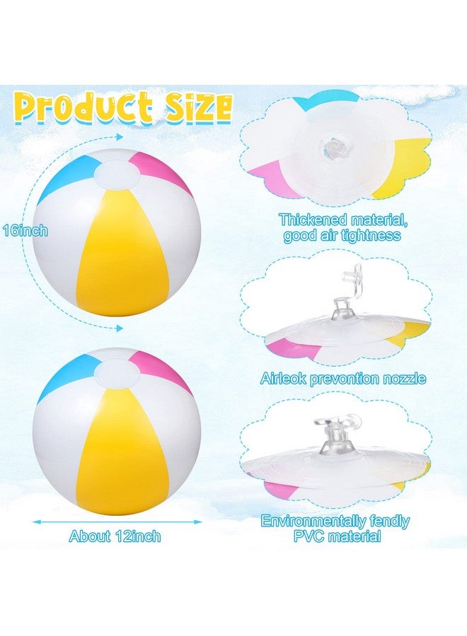 Seematn 12 Pieces Beach Ball 12 Inch Inflatable Ball Colorful Inflatable Glossy Panel Beach Ball Bulk Floating 16 Inch Deflated Size for Swimming Pool Summer Birthday Party Outdoor Activities Supplies - Image 2