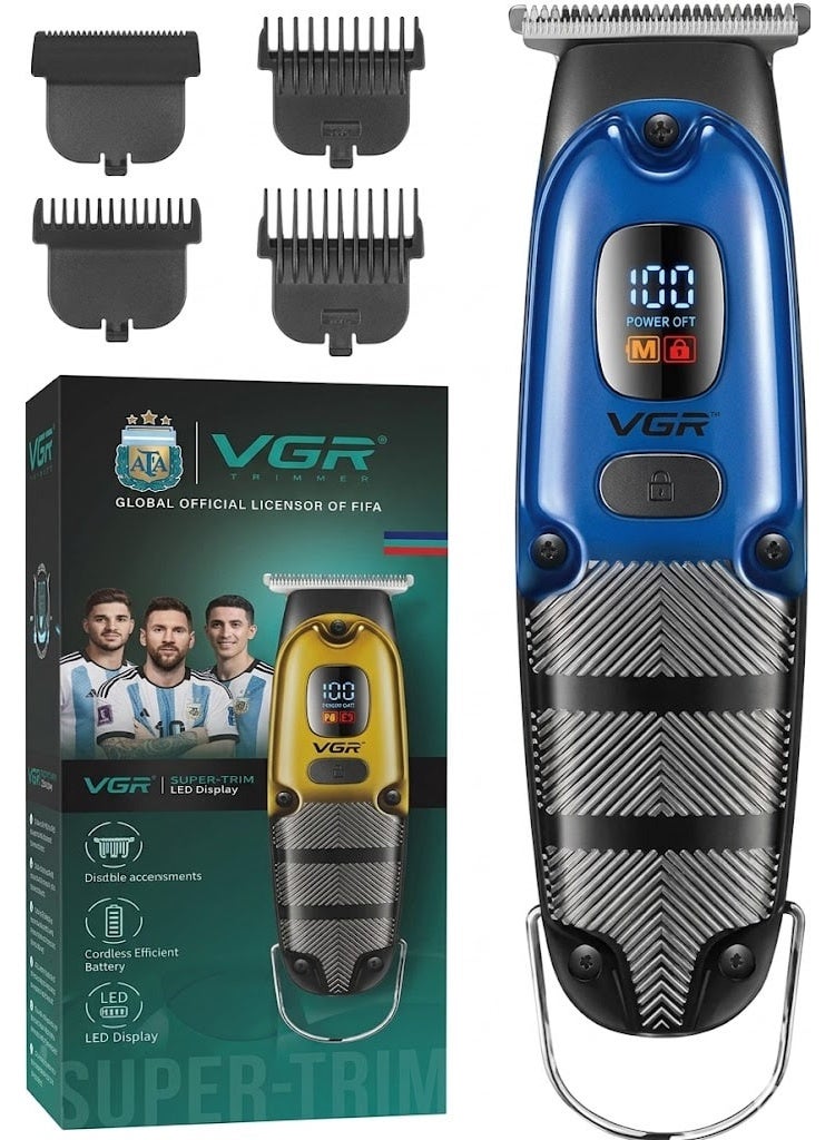 VGR The VGR V-981 is a professional-grade hair trimmer designed for both corded and cordless use. It is highly valued for its Turbo Mode capability and an exceptionally clear LED status display. Luxury Gold - Image 3