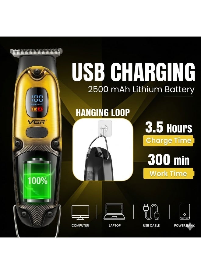 VGR The VGR V-981 is a professional-grade hair trimmer designed for both corded and cordless use. It is highly valued for its Turbo Mode capability and an exceptionally clear LED status display. Luxury Gold - Image 2
