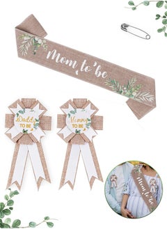 Lemon 3 Pack Mom to Be Decoration Set, Dad to Be Pin Baby Shower Decorations, Mommy to Be Sash Baby Shower Pin Set for Pregnant Keepsake Gifts  - Image 1