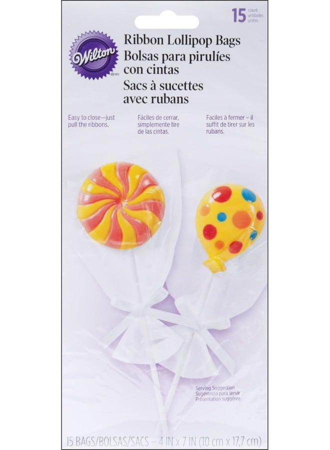 Wilton Drawstring Lollipop Bags 4.5"X5.5" Clear 15/Pack - Image 2