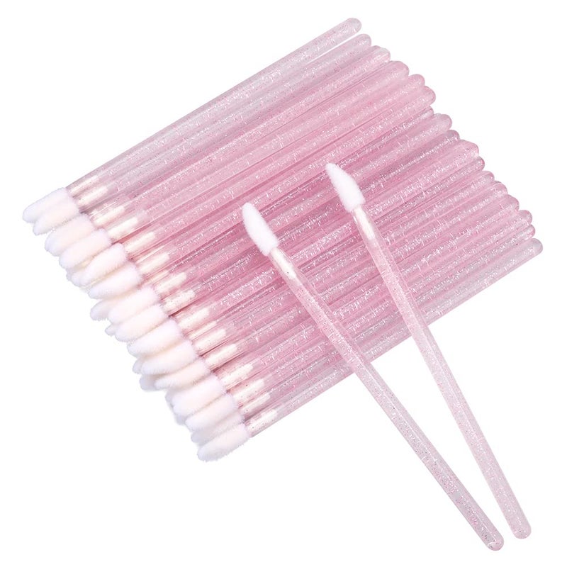 G2PLUS 100PCS Glitter Crystal Lip Brush, Disposable Lip Brushes, Lip Gloss Applicators,Lip Gloss Wands Applicator Perfect Makeup Tool Kits (Pink) - Image 1