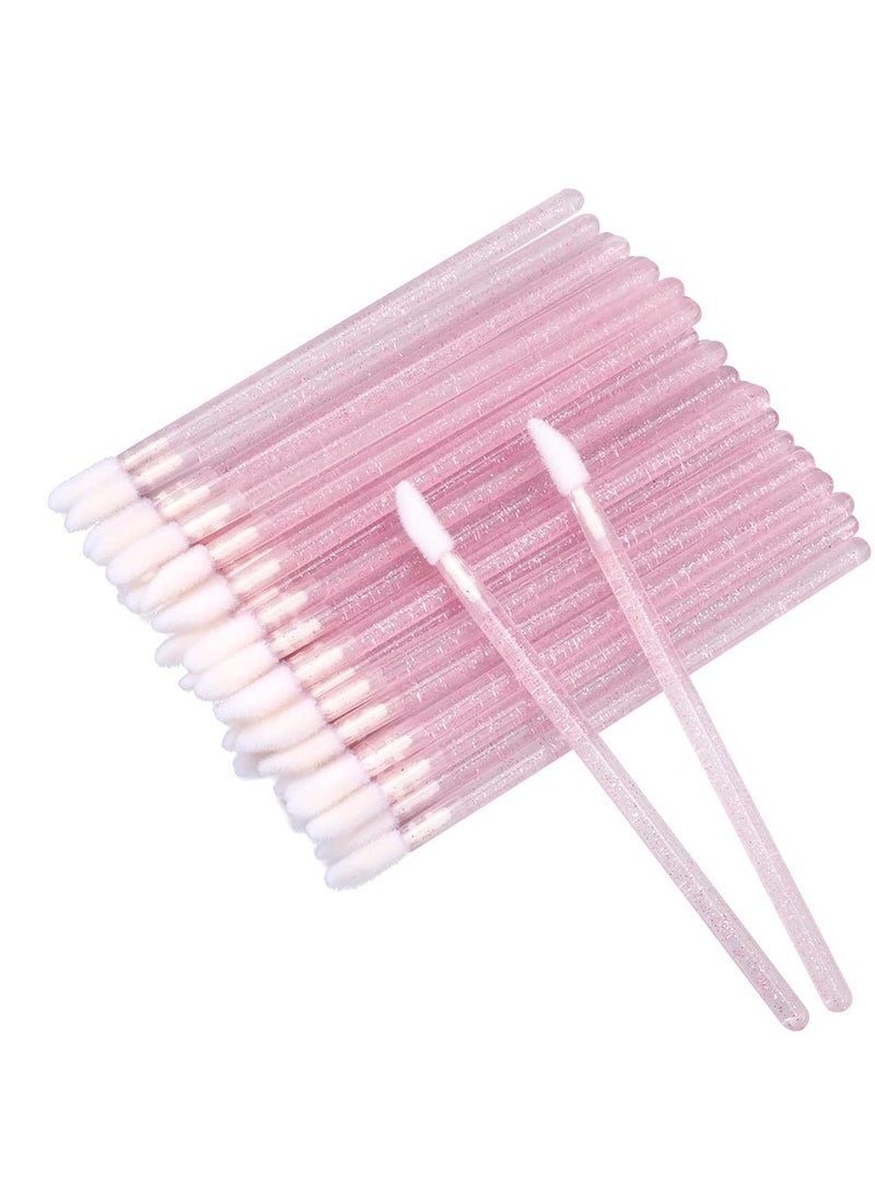 g2plus G2PLUS 100PCS Glitter Crystal Lip Brush, Disposable Lip Brushes, Lip Gloss Applicators,Lip Gloss Wands Applicator Perfect Makeup Tool Kits (Pink)  - Image 1