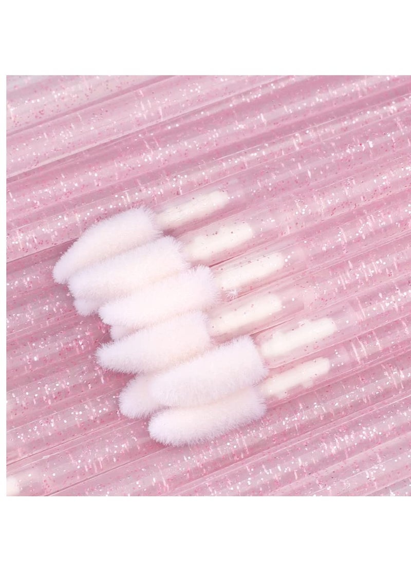 g2plus G2PLUS 100PCS Glitter Crystal Lip Brush, Disposable Lip Brushes, Lip Gloss Applicators,Lip Gloss Wands Applicator Perfect Makeup Tool Kits (Pink)  - Image 2