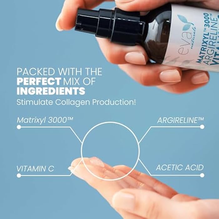 Eva Naturals Matrixyl 3000 & Argireline Peptide Serum for Face – Anti-Aging Collagen Booster with Vitamin C & Hyaluronic Acid – Reduces Appearance of Fine Lines, Smooths, Hydrates & Firms - 2 Fl Oz - Image 4