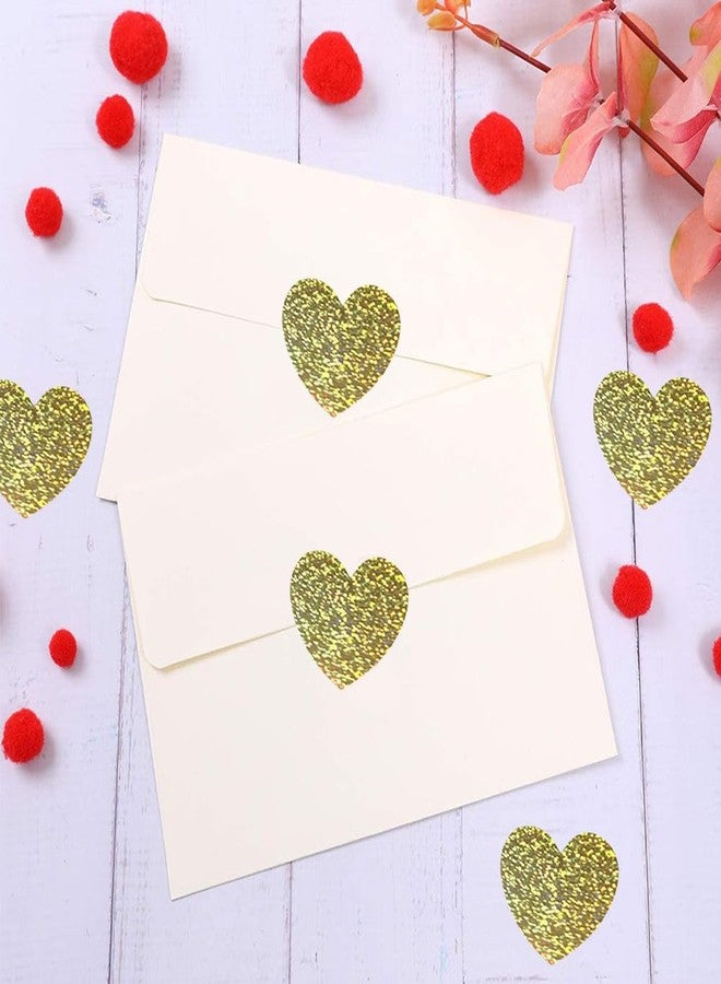 RUPOFUZA 500Pcs Valentines Heart Stickers Roll Light Gold Self-Adhesive Valentines Day Gifts Card Stickers Decals Metallic Sparkling Waterproof Love Sticker for Wedding Anniversary Envelopes Decorations-1in - Image 4