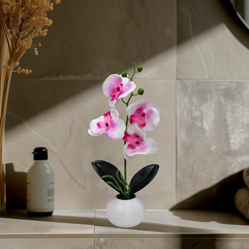 CURATED CART Flower Pot with Artificial Flowers - Orchid Pink & White Flower with White Vase | Ideal for Home Décor | Office Décor | Gifting | Size 36 x 9cm - Image 5