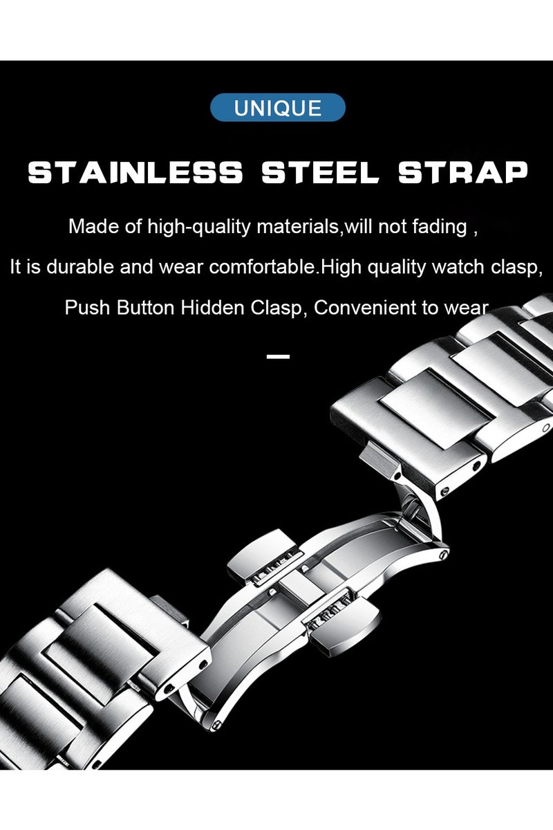 پوداجار ساعات رجالية كوارتز فاخرة عالية الجودة من الفولاذ المقاوم للصدأ | رياضية مقاومة للماء | تاريخ مضيء | شاشة مربعة ٤٠مم - Image 2