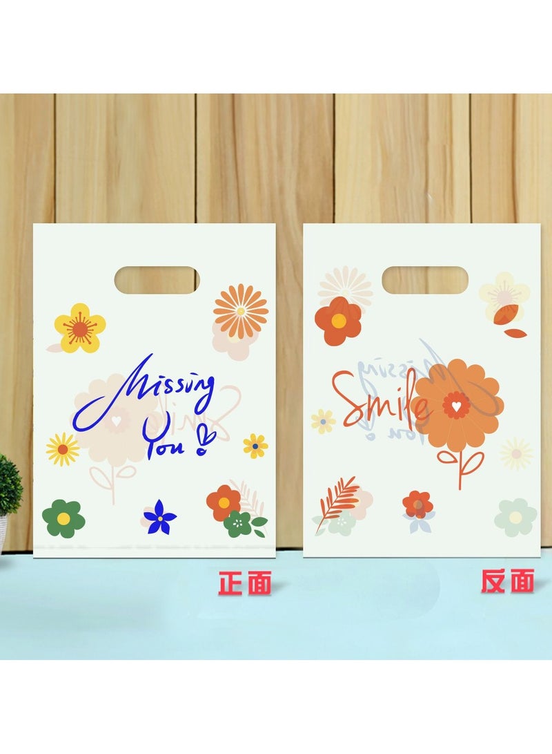 100pcs Adorable Flower Gift Packaging Bag, 16cm*25cm Small Gift Packaging Handbag