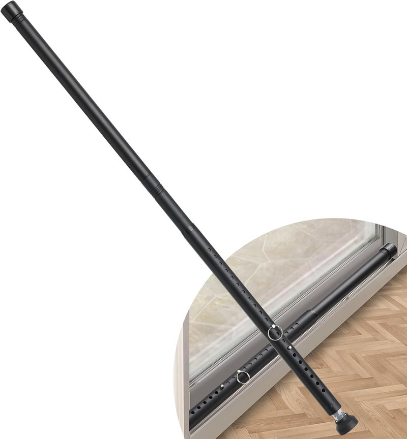 DIIG Sliding Door Security Bar，17.7-50.5inch Adjustable Locking Window Safety Bar with Rubber Tips,Diameter 1inch Window Security Bar for Home Apartment Travel (Black) - Image 1