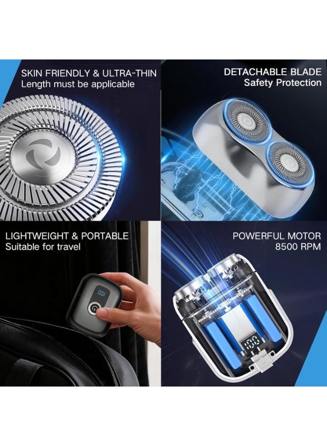 Men'S Electric Shaver, Mini Electric Shaver, Men'S Beard Trimmer With Pop-Up Trimmer, Usb-C Fast Charging, Lightweight And Portable Design, Suitable For Travel And Home Use - Image 2