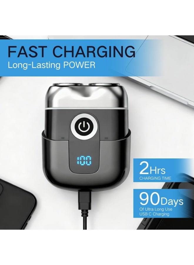 Men'S Electric Shaver, Mini Electric Shaver, Men'S Beard Trimmer With Pop-Up Trimmer, Usb-C Fast Charging, Lightweight And Portable Design, Suitable For Travel And Home Use - Image 4