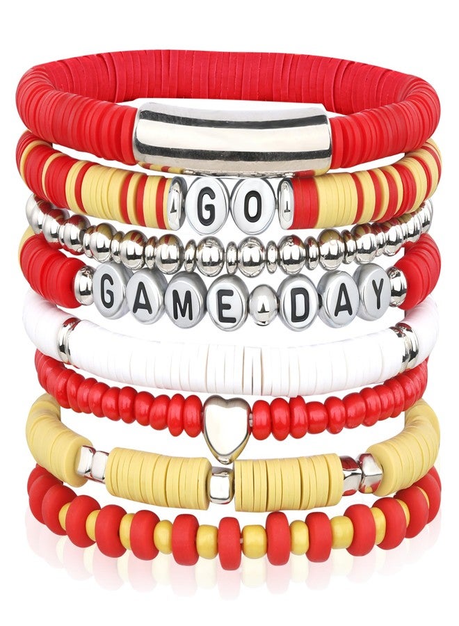 Sanyaa Yellow and Red Game Day Football Bracelets (Red+Yellow) - Image 1