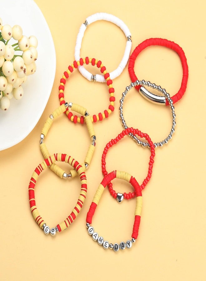 Sanyaa Yellow and Red Game Day Football Bracelets (Red+Yellow) - Image 2