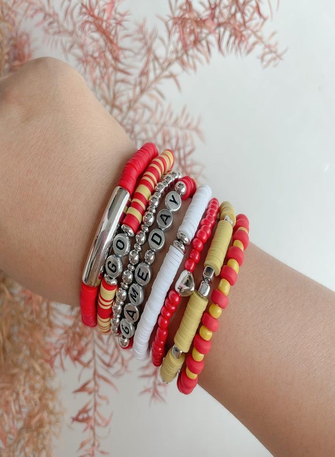 Sanyaa Yellow and Red Game Day Football Bracelets (Red+Yellow) - Image 4