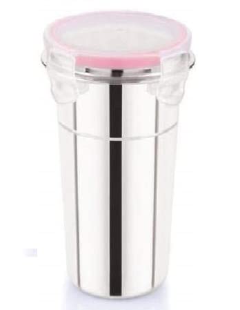 HS ENTERPRISE tainless Steel Airtight, Leak Proof, Frezzer Safe and Dust Proof Glass Tumbler with platic Lid Set of 1. Capacity - 600ML - Image 1