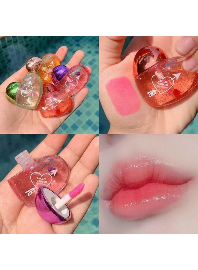 HUDACRUSH Huda Crush Beauty Heart Shape Lip Gloss Tint For Dry And Chapped Lips In Cute Heart-Shaped Packaging For Girls Lip Oil Hydrating Glossy Lips For Color Change Multicolour Metallic-Finished Packaging - Image 2