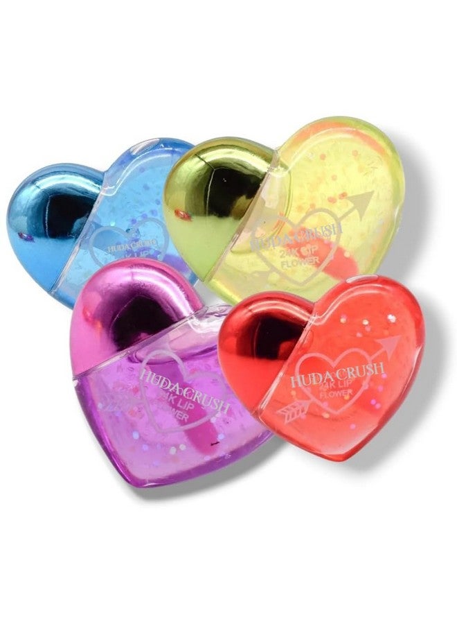 HUDACRUSH Huda Crush Beauty Heart Shape Lip Gloss Tint For Dry And Chapped Lips In Cute Heart-Shaped Packaging For Girls Lip Oil Hydrating Glossy Lips For Color Change Multicolour Metallic-Finished Packaging - Image 1