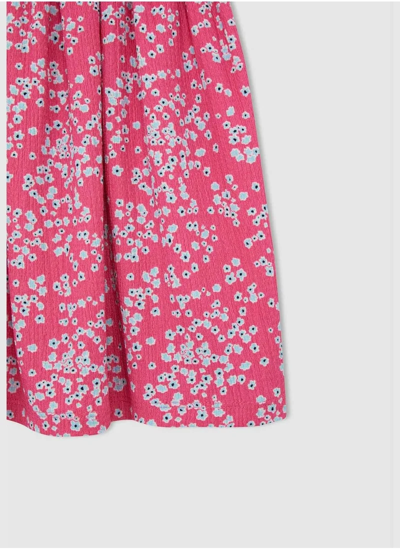DeFacto Short Sleeve Floral Print Midi Dress