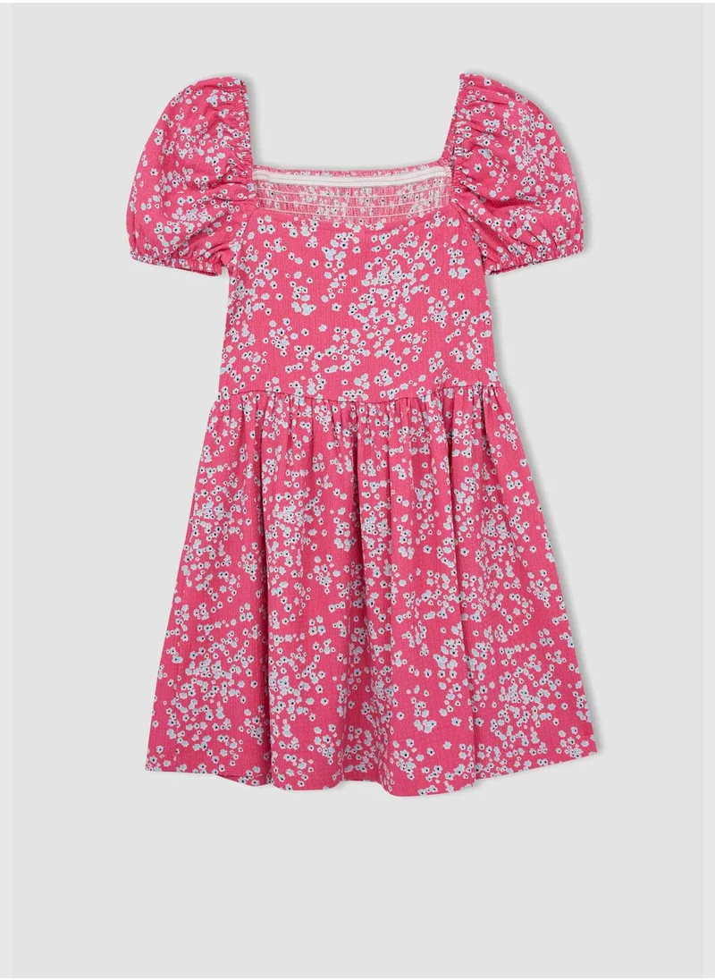 DeFacto Short Sleeve Floral Print Midi Dress