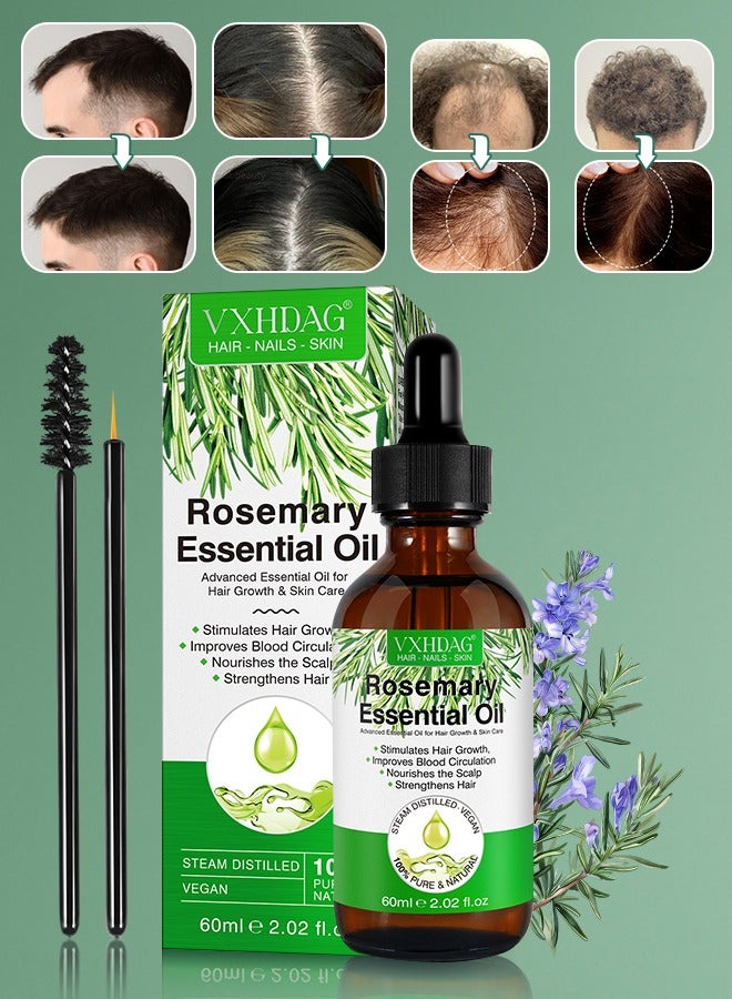 VXHDAG 60ml Rosemary Essential Oil for Hair Growth Pure Organic Rosemary Oil for Dry Damaged Hair and Growth Hair Scalp Oil Pure and Natural Premium Quality Oil Hair Loss Treatment Oil for Men and Women - Image 1