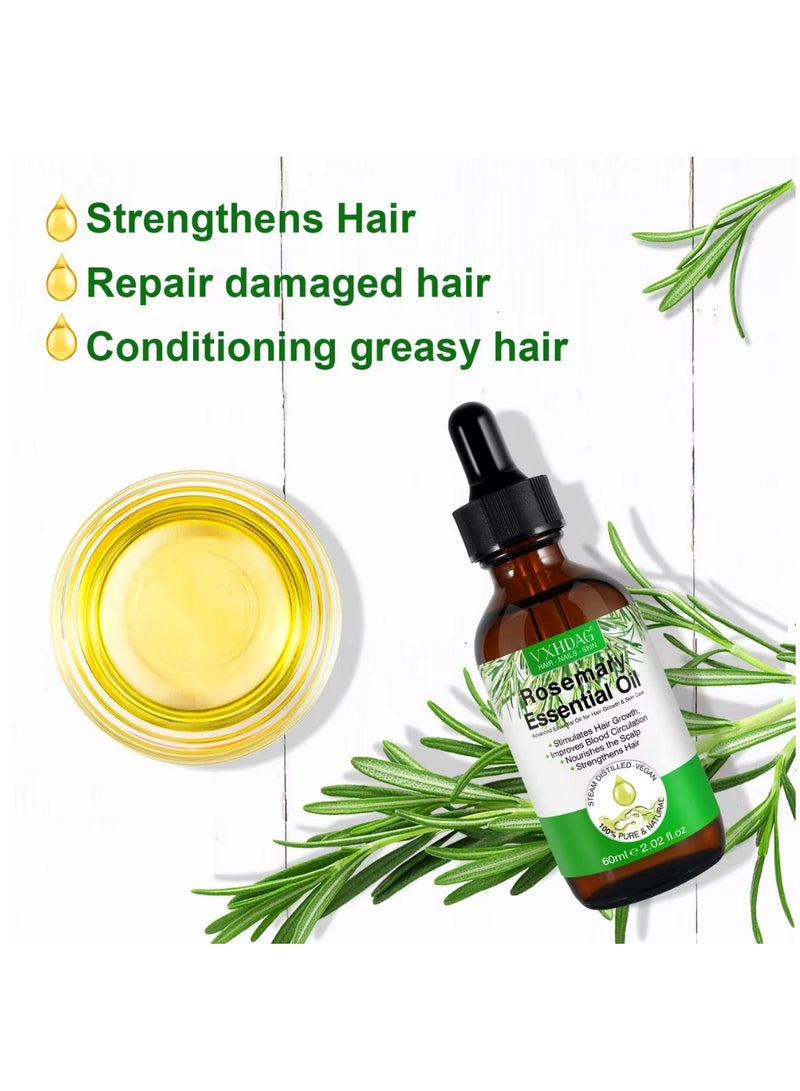 VXHDAG 60ml Rosemary Essential Oil for Hair Growth Pure Organic Rosemary Oil for Dry Damaged Hair and Growth Hair Scalp Oil Pure and Natural Premium Quality Oil Hair Loss Treatment Oil for Men and Women - Image 5