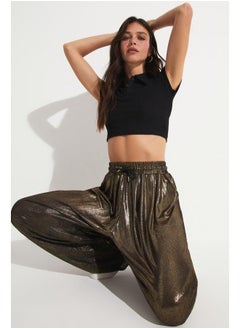 JUNE June Glitter Detail Shiny Trouser Gold  - Image 4