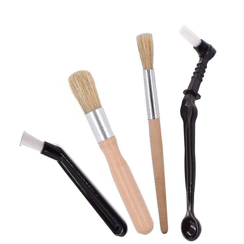 Coffee Machine Cleaning Brush Set  4 Piece Set Including Wooden and Nylon Brushes for Grinders and Group Heads