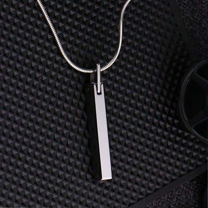 THE MEN THING SLEEK APEX - Pure Titanium Steel Silver Bar Pendant with 24inch Snake Chain for Men & Boys - Image 4