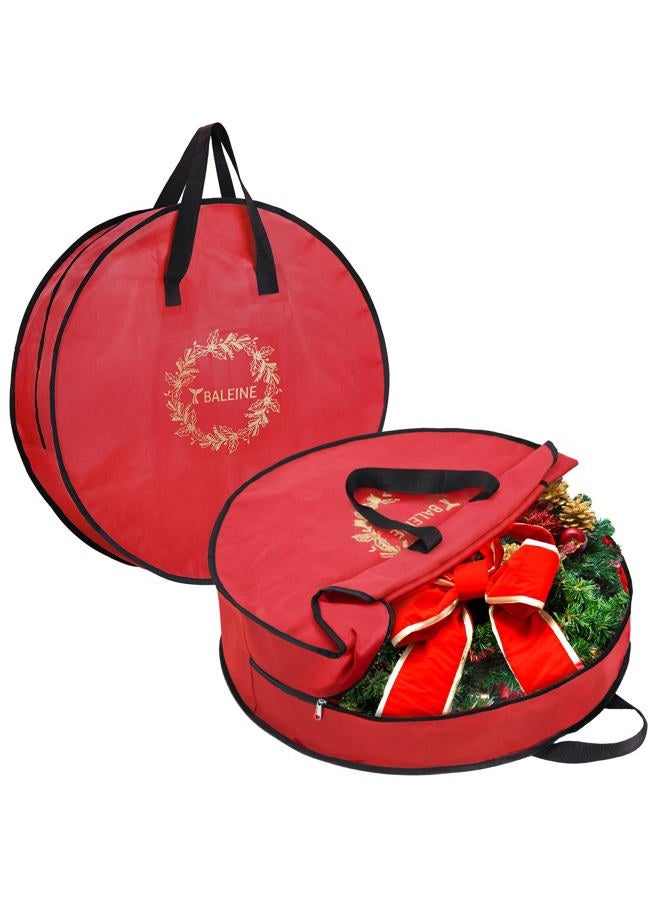 Baleine 2 Pack Wreath Storage Container, Water Repellent Christmas Wreath Storage Bag with Reinforced Handle for Holiday Xmas (Red, 36"X8") - Image 1