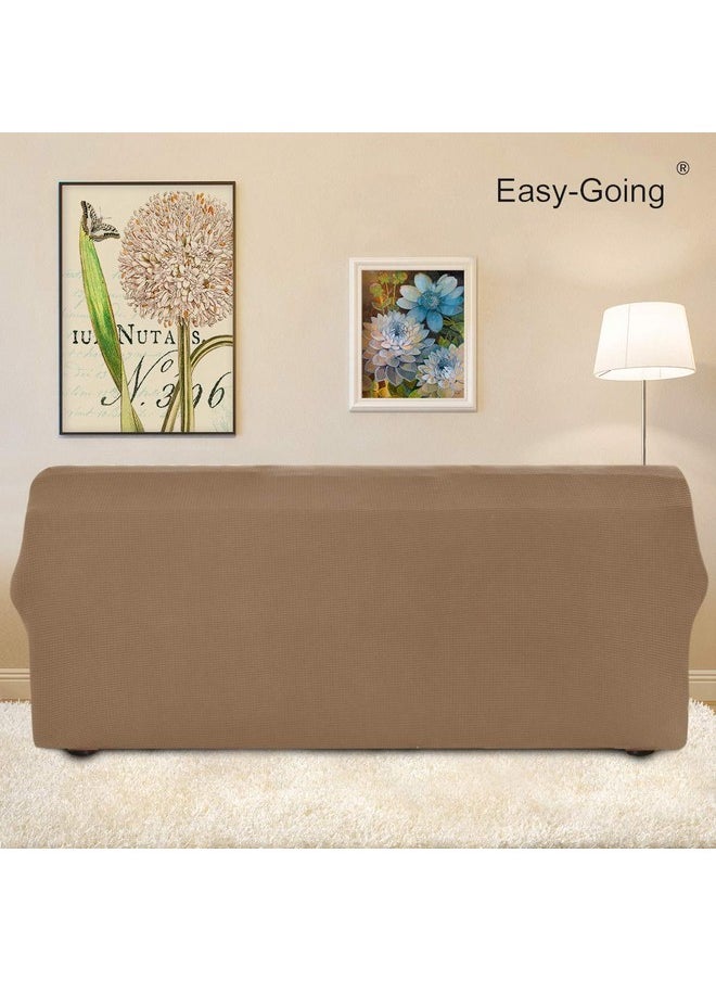 Easy-Going Easy-Going Stretch Sofa Slipcover 1-Piece Sofa Cover Furniture Protector Couch Soft with Elastic Bottom for Kids, Polyester Spandex Jacquard Fabric Small Checks (Sofa, Camel)  - Image 3