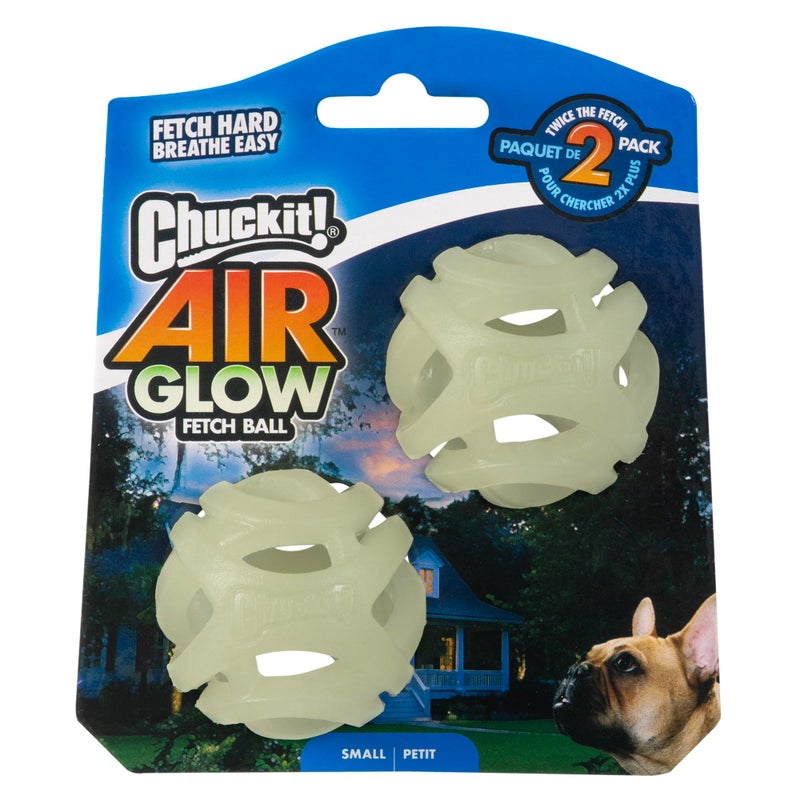Chuckit! Air Glow Fetch Ball Dog Toy, Small (2 Inch) Pack of 2, for Breeds 0-20 lbs - Image 1