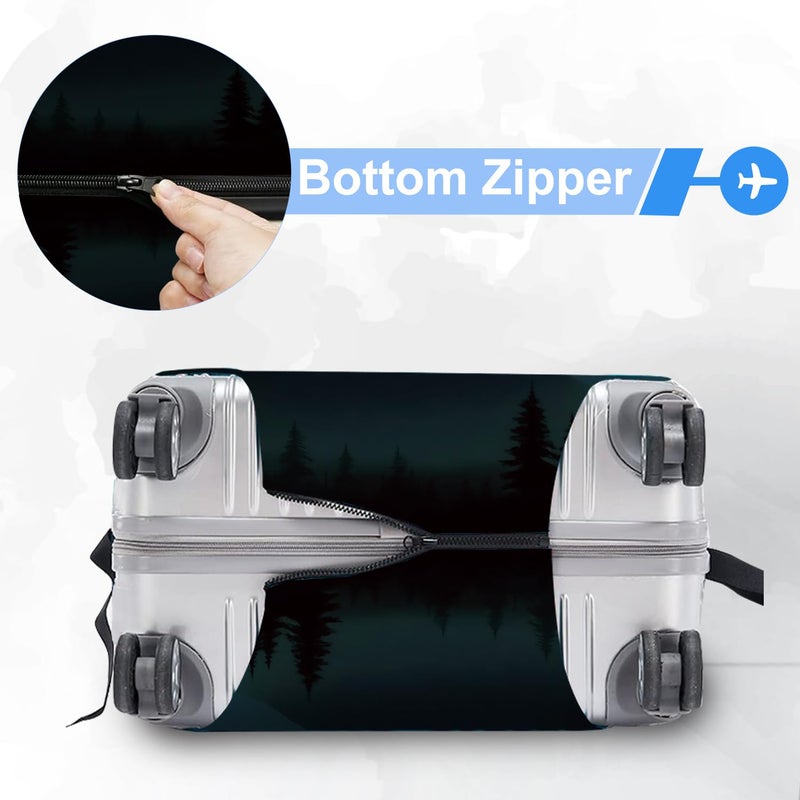ANNA QUEEN Retro Mountain Landscape Sunset Travel Luggage Cover -Stretchable Airplane Suitcase Protector Sleeve,Universal Washable Fit for 20-22 Inch Checked Baggage,Water Resistant Durable Luggage Protector - Image 5