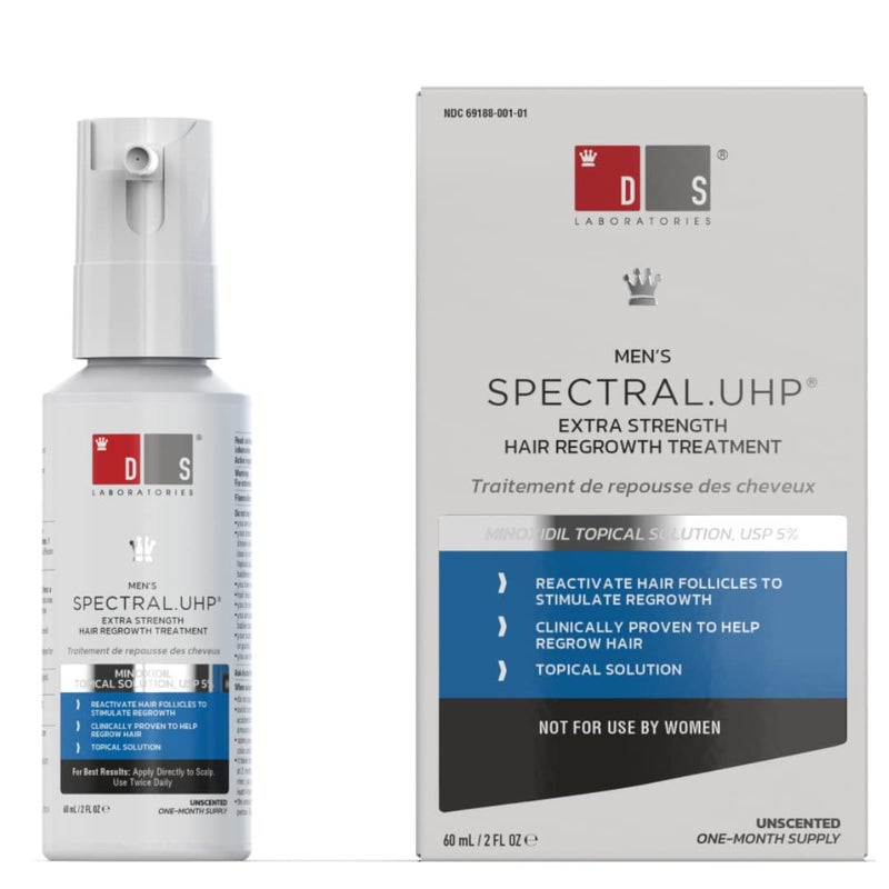 DS LABORATORIES DS Labs Spectral.UHP 5% Minoxidil Hair Density Serum for Men - Extra Strength Topical Formula for Thicker-Looking Hair, Targets Thinning at the Crown Area, With Nanosome Technology, 60mL - Image 1