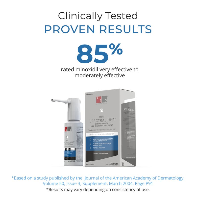 DS LABORATORIES DS Labs Spectral.UHP 5% Minoxidil Hair Density Serum for Men - Extra Strength Topical Formula for Thicker-Looking Hair, Targets Thinning at the Crown Area, With Nanosome Technology, 60mL - Image 5