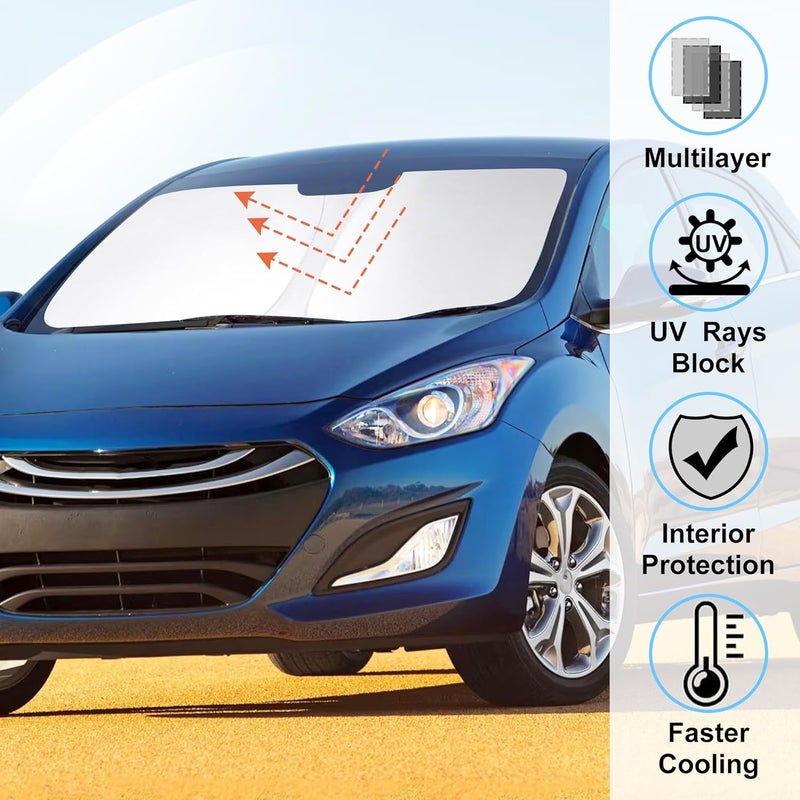 LHFLIVE Custom Fit Windshield Sun Shade for Hyundai Elantra 2011-2016 - Image 2