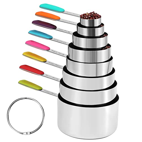 Bopei Stainless Steel Measuring Cups Set (8 Cups, Colorful) - Image 1