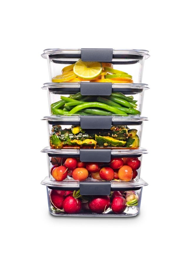 Rubbermaid حاويات تخزين الطعام من روبيرماند بريلينس خالية من BPA وأغطية محكمة الإغلاق مثالية لتحضير وجبات الغداء وبقايا الطعام مجموعة من 5 (3.2 كوب) - Image 1