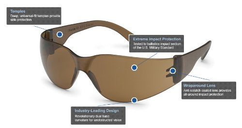 Gateway Safety 4687 UL-Certified StarLite Safety Glasses, Mocha Anti-Fog Lens, Mocha Temple (Pack of 10) - Image 2