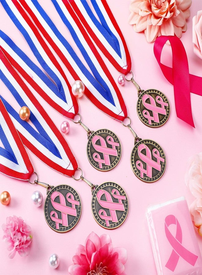 Loetere 30 Pcs Ribbon Awareness Medals Breast Cancer Awareness Ribbon Gifts 2" Domestic Violence Trophy Medal with Neck Ribbons for Women Girl Charity Recognition, Survivor Movement(Pink) - Image 4