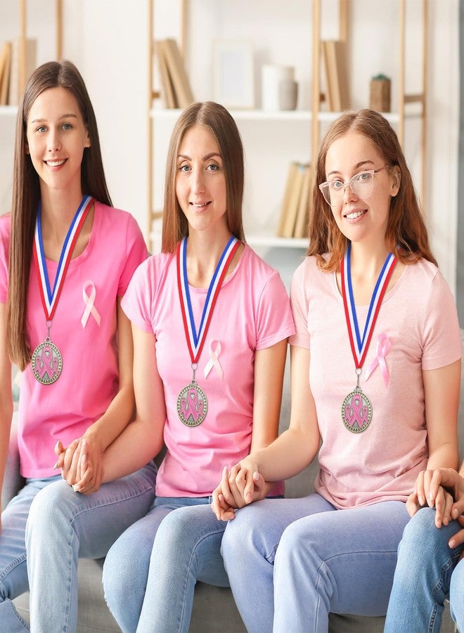 Loetere 30 Pcs Ribbon Awareness Medals Breast Cancer Awareness Ribbon Gifts 2" Domestic Violence Trophy Medal with Neck Ribbons for Women Girl Charity Recognition, Survivor Movement(Pink) - Image 5