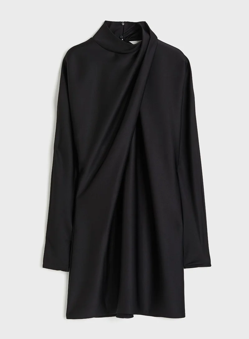 H&M Satin Drape Mini Dress